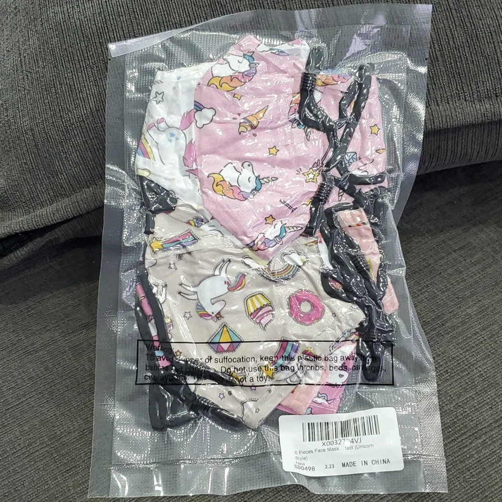 💥50% sale💥 NEW 6pc Unicorn fabric toddler masks #1052
